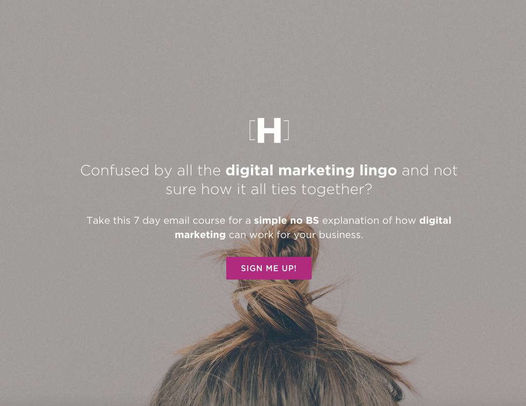 landing page with no navigation